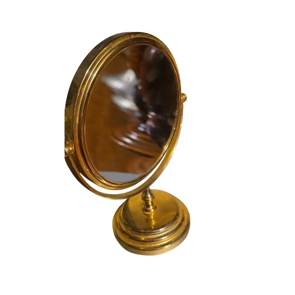 Brass Base and Holding Chamber Makeup Mirror Double Side Magnifying